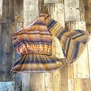 One shoulder long sleeve blouse